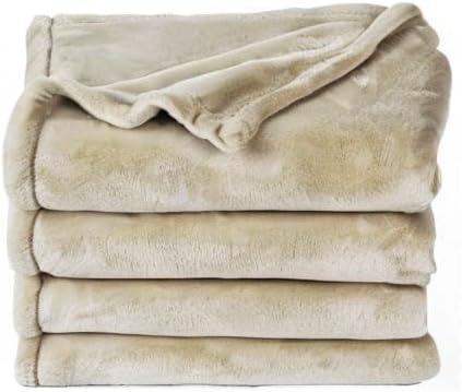 Queen Size Khaki Fleece Blanket Ultra Soft Plush Microfiber Blanket 90x90 Inches