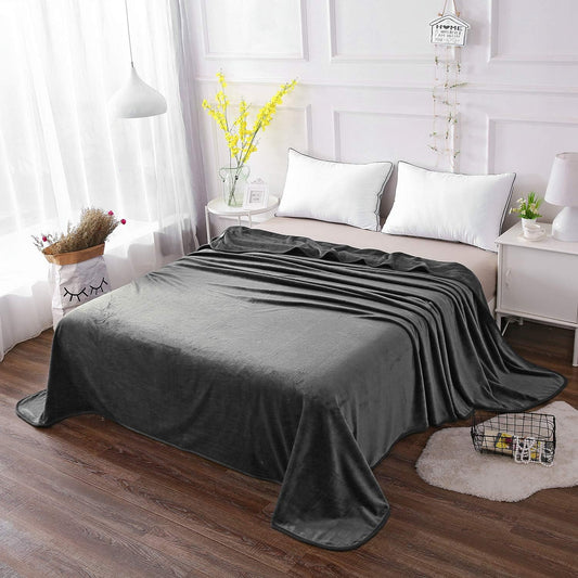 Queen Size Dark Gray Microplush Blanket – Soft Lightweight All-Season Fleece 90x90 Inches
