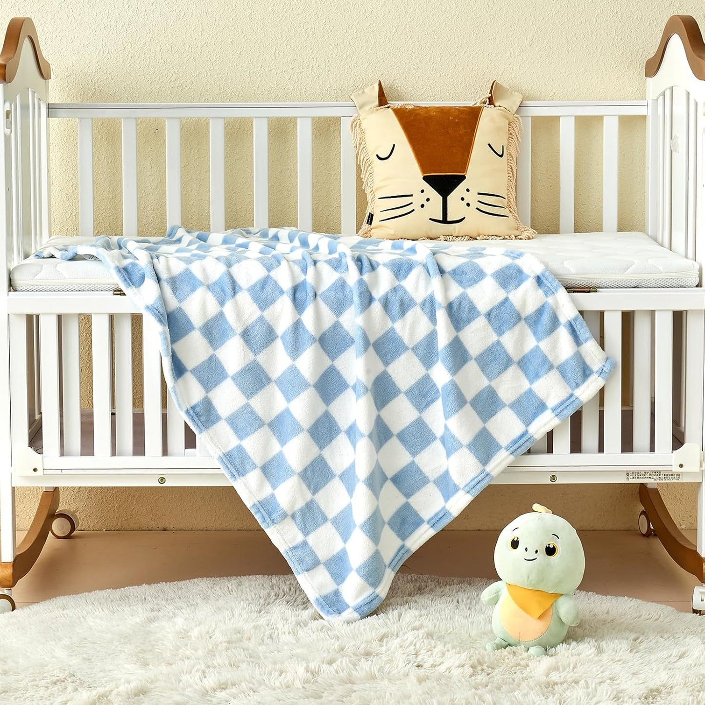 Ultra Soft Blue Fleece Baby Blanket Cozy Fluffy Infant Receiving Blanket 30x40 Inches