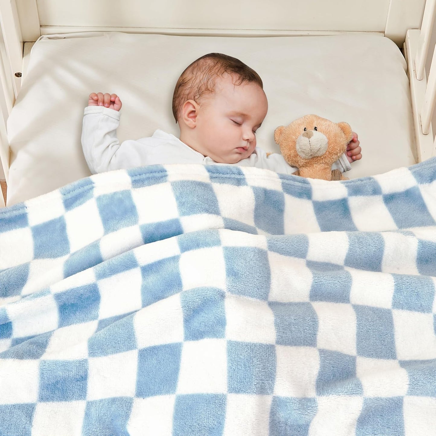 Ultra Soft Blue Fleece Baby Blanket Cozy Fluffy Infant Receiving Blanket 30x40 Inches