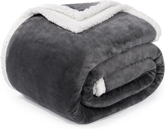Soft Grey Fleece Throw Blanket – Fluffy Plush Flannel Couch & Bed Blanket 50x60 Inches