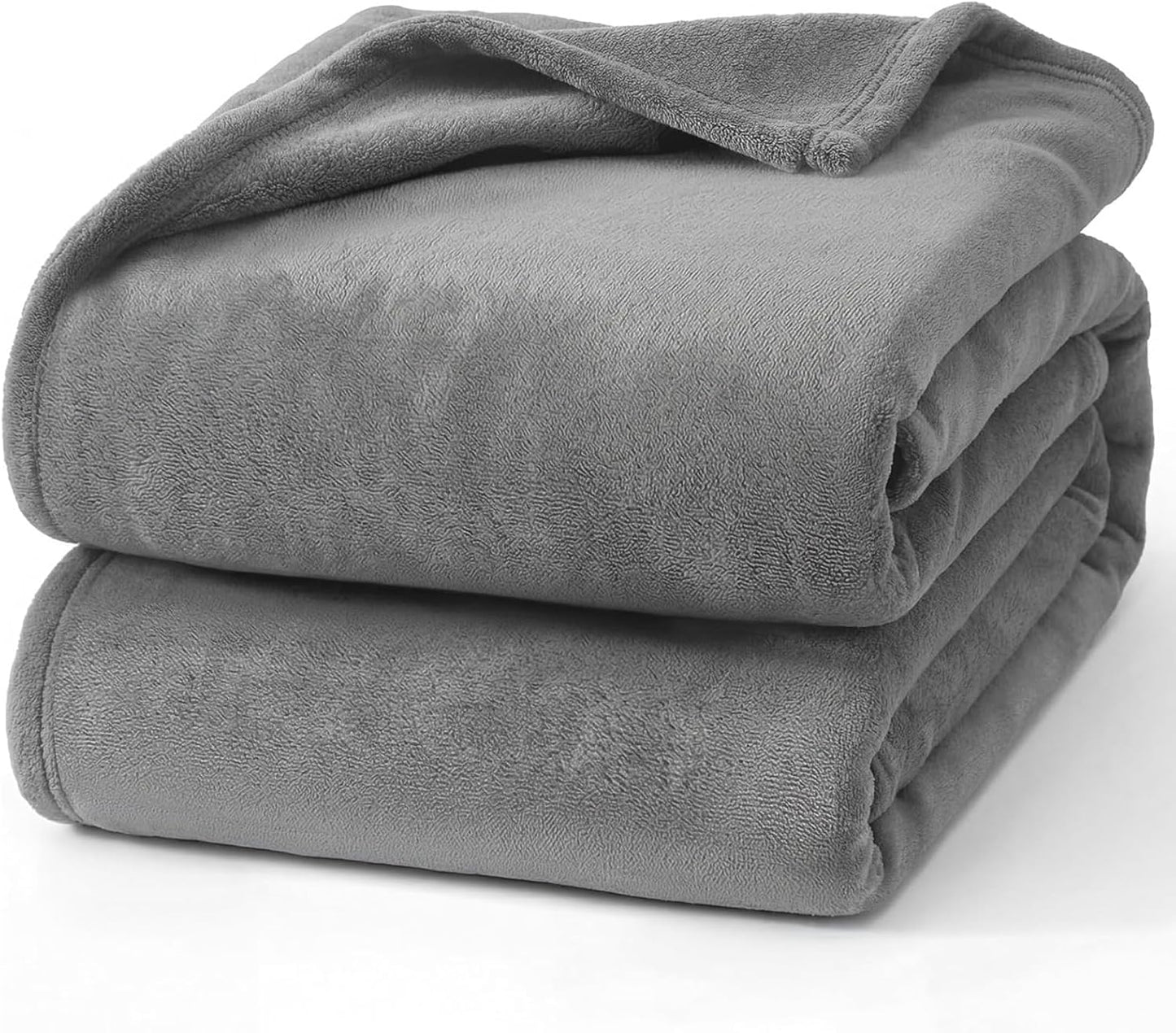 Queen Size Grey Fleece Blanket Super Soft Plush Flannel Blanket 90x90 Inches