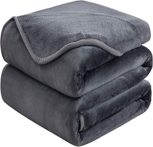 Queen Size Dark Gray Microplush Blanket – Soft Lightweight All-Season Fleece 90x90 Inches